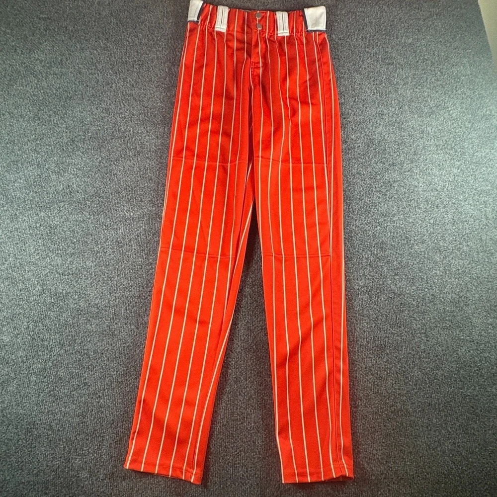 Prolook Five Cities Babe Ruth Baseball Pants Youth 26x29.5 Orange Pinstriped #21